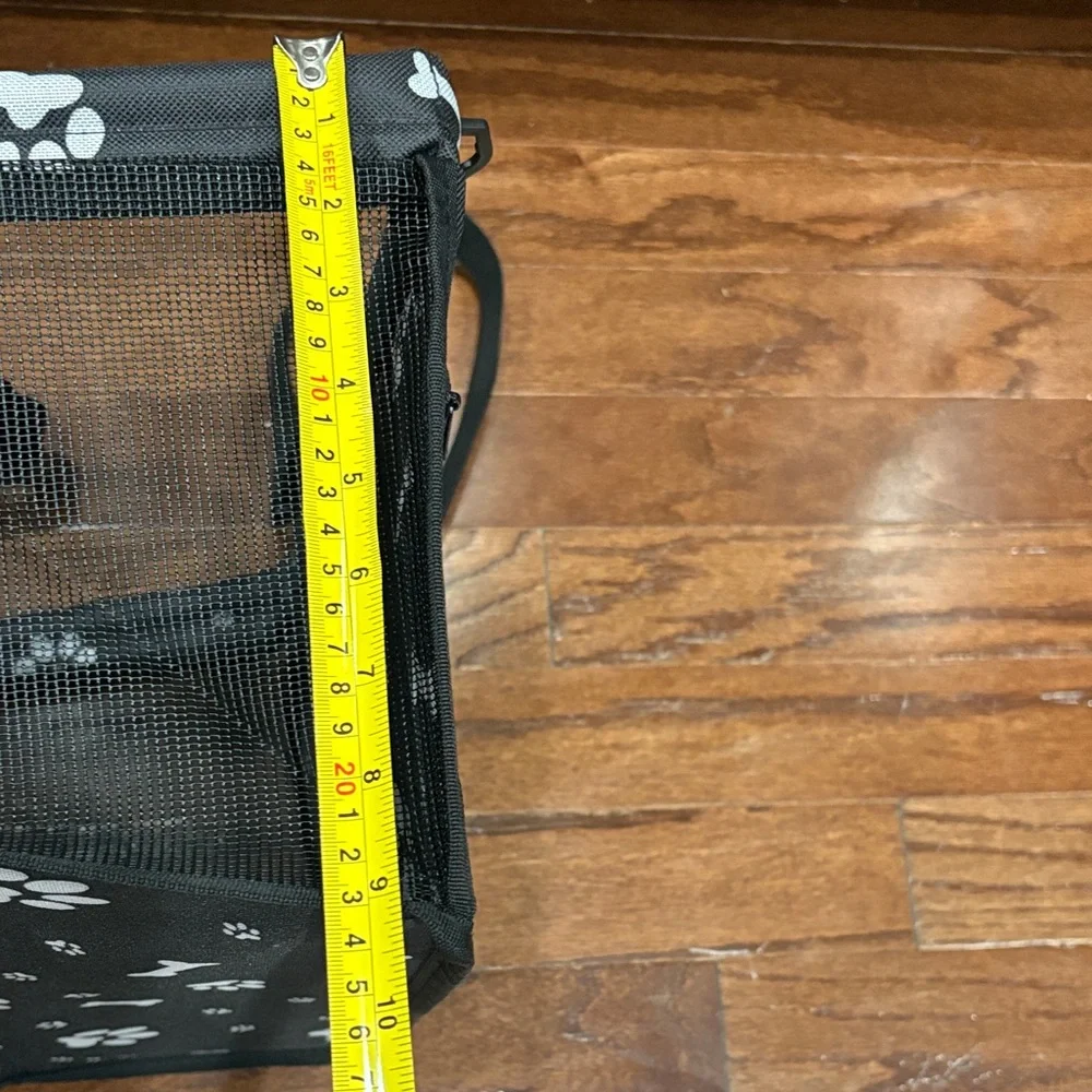Black Pet Car Seat with Paw and Bone Print